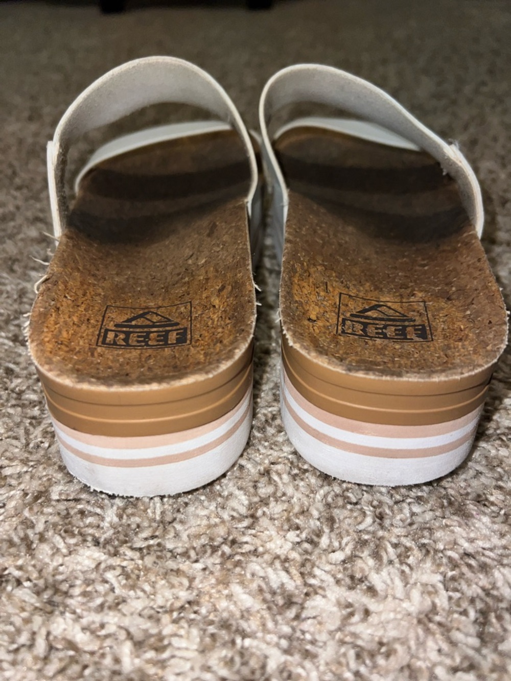 Reef Women’s Cushion Vista Hi Platform Cork Slides in White - Size 8 - Picture 3 of 9